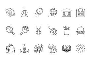 Collection education learning icons school science
