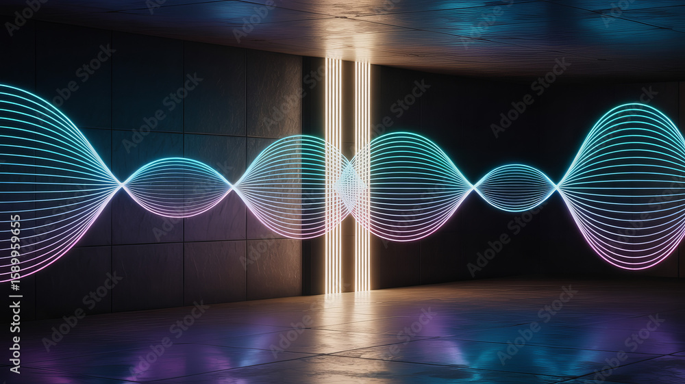 Poster abstract soundwave art: a visually captivating artistic interpretation, showcasing an abstract sound
