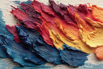 Vibrant colors blend on canvas showcasing an abstract expression of creativity at an art studio during daylight