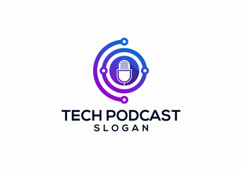 podcast technology logo icon vector