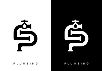 Simple Creative CP Pipe Initials Logo Illustration Vector