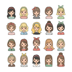 Adorable Cartoon Girl Avatar – Flat Style Vector Character Design