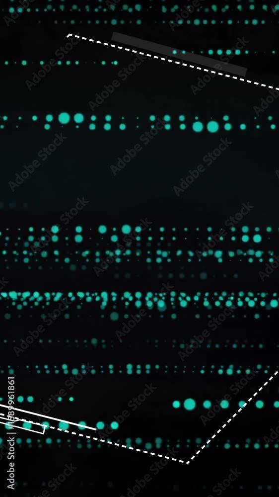 Poster hexagonal frame with digital data processing animation over dark background