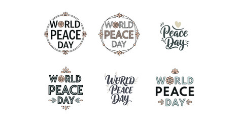 Obraz premium Happy world peace Day Typography – Artistic Calligraphy Illustration