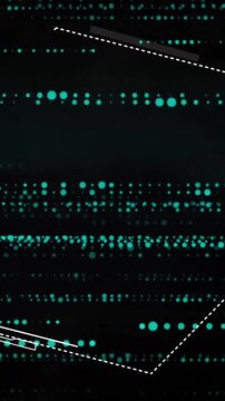 Hexagonal frame with digital data processing animation over dark background