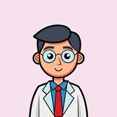 Smiling Male Scientist or Doctor Cartoon Character Vector