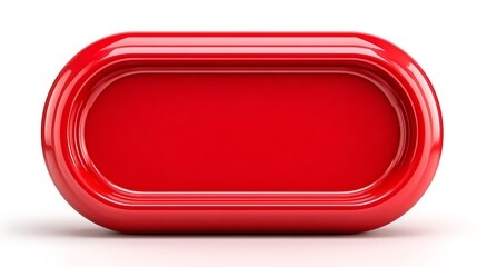 Elegant 3D red badge icon in cartoon plastic style  
