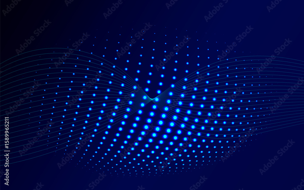 Poster abstract digital wave of particles. futuristic point wave.