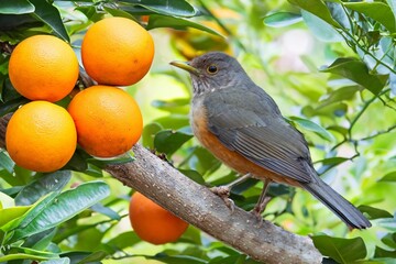 Purple-breasted Thrush (Turdus rufiventris), a bird symbol of Brazil, captured in natural light that highlights its vibrant colors. The best photo.Sabiá laranjeira