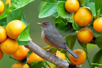 Purple-breasted Thrush (Turdus rufiventris), a bird symbol of Brazil, captured in natural light that highlights its vibrant colors. The best photo.Sabiá laranjeira