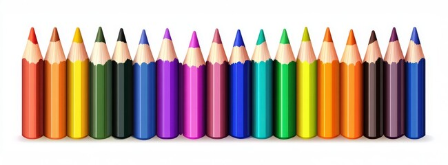 Brightly colored pencils sit neatly in a row offering a whimsical touch to any classroom. Ideal for creative activities these cute tools inspire young learners to explore their artistic side