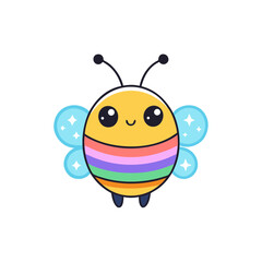 Obraz premium Cute Kawaii Bee with Sparkly Eyes and Sprinkles