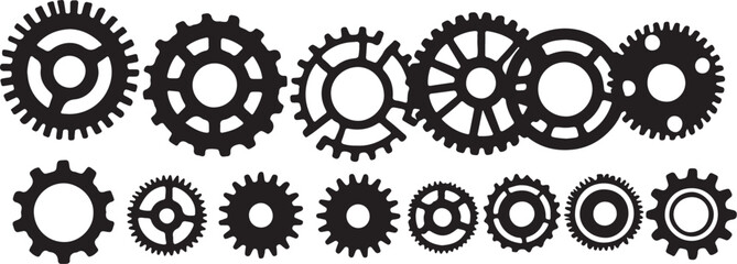 Black Gears Interlocking Mechanical Components cogwheels machinery