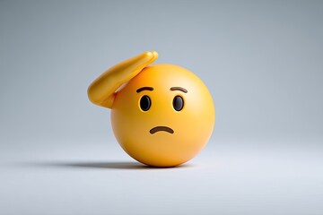 Fototapeta premium Confused, questioning emoji, light background