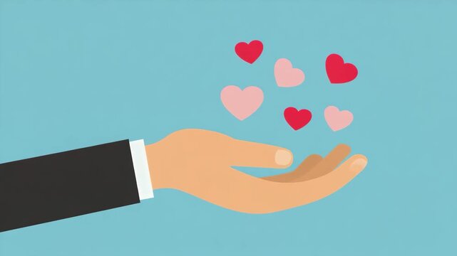businessman give heart sign like health love flat design illustration animation video