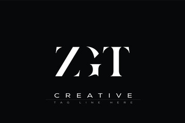 ZGT abstract letter logo design. This logo is designed by three abstract letters.