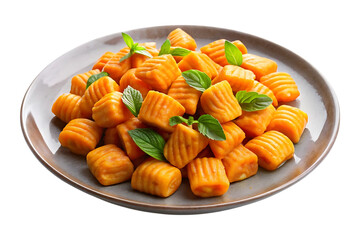 plate of sweet potato gnocchi image isolated on a transparent background