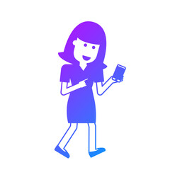Illustration of a Woman Checking Phone When Walking