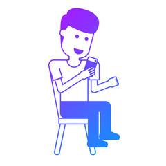 Illustration of a Man Checking Phone When Sitting On a Chair