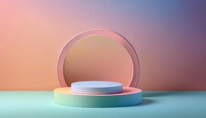 minimal 3d podium on pastel gradient background for product display