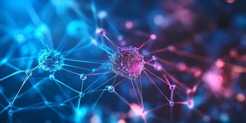 Fototapeta premium Microscopic View of Neuron Network Neural Connections Brain Cells Synapses Neurological Science