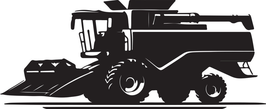Agricultural combine harvester black silhouette agriculture farming