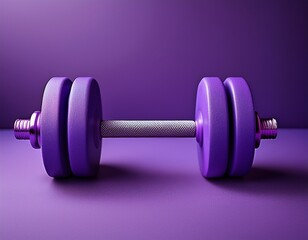 Obraz premium purple dumbbell stands on purple surface