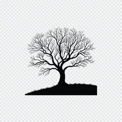 Obraz premium Vector tree silhouette with roots branches and leaves natural seasonal design illustration