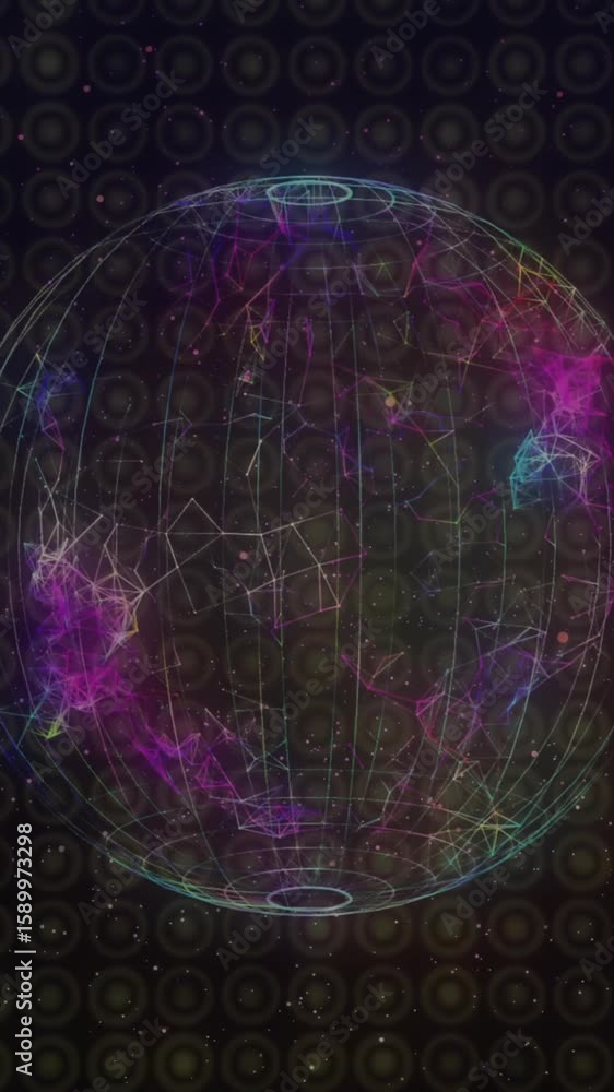 Aufkleber digital globe glowing with colorful network connections over dark animation background