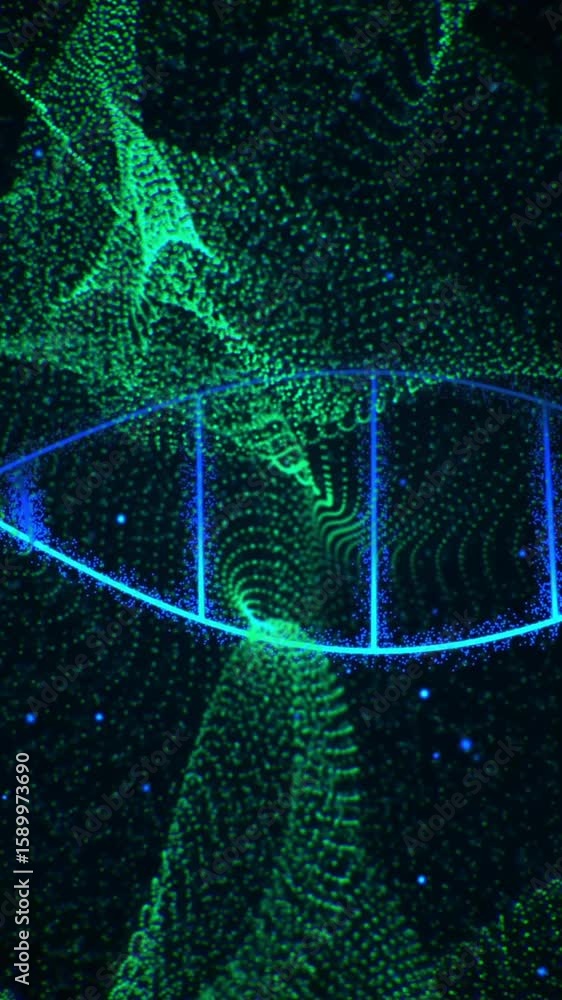 Poster dna strand and binary coding processing in scientific data animation