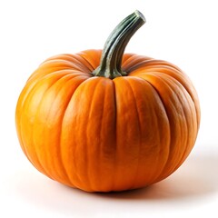Obraz premium A ripe orange pumpkin isolated on white background is ready for carving