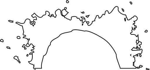 Small scattered ink form with fragmented strokes and subtle outline structure creating a faded splatter with semi radial composition.