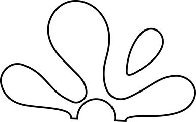 Compact radial ink splash shape with small smudged lines and ink droplets arranged in a semi circular structure.