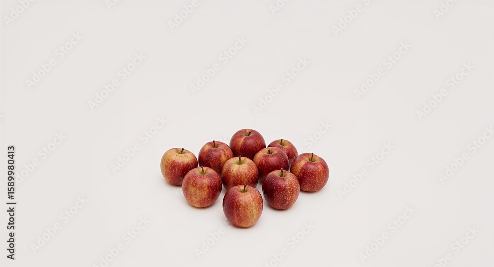 Poster fresh red and yellow apples clustered on a clean white background with ample copy space
