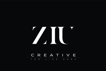 ZIU abstract letter logo design. This logo is designed by three abstract letters.