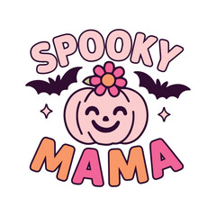  Spooky Mama Halloween greeting card template with hand-drawn lettering and simple illustration for cards
