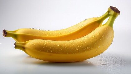 fresh ripe banana with droplets of water on its surface showcasing its vibrant yellow color and smooth texture white background or