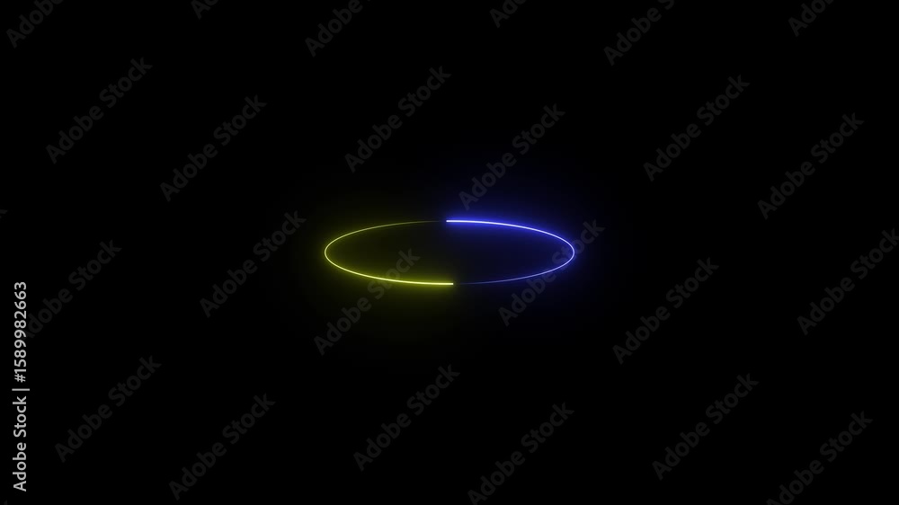 Poster 3d circle neon looping on an animation on black background. abstract futuristic hi-tech. coloured ci