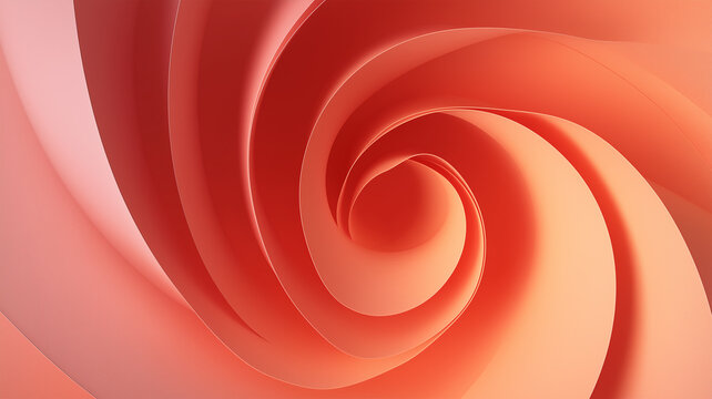 Spiral Ribbon Vortex with Soft Gradient Layers in Pastel Coral Tones