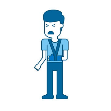 Illustration of a Sick Man with Arm in a Sling