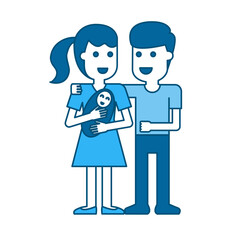 Illustration of Family including Father Mother and Baby