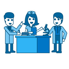 Fototapeta premium Illustration of Nurse getting lab results from Medical Technologist