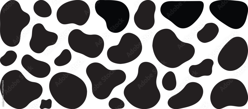 Poster collection of black abstract organic shapes and blobs silhouette, smooth, fluid curves and soft wavy