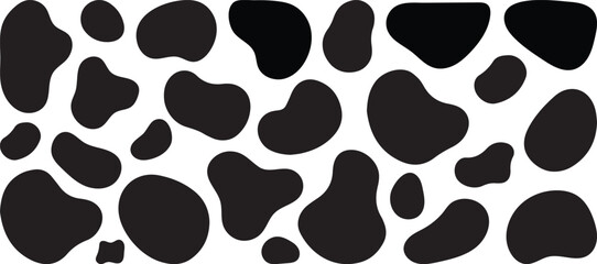 Collection of black abstract organic shapes and blobs silhouette, Smooth, fluid curves and soft wavy forms for modern backgrounds, frames, and creative design elements, isolated on white background.