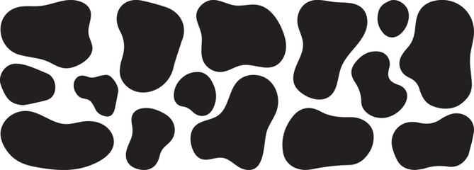 Black and white blob pattern abstract shapes silhouette isolated on white background