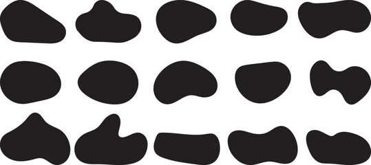 Black and white blob pattern abstract shapes silhouette isolated on white background