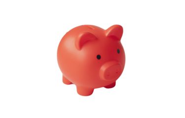 red piggy bank on an isolated background