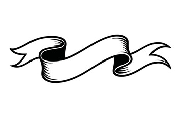 Elegant Classic Blank Ribbon Banner Outline Vector - Versatile Design Element for Text and Decoration