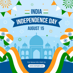 India Independence Day 15th of august banner with orange white and green background design