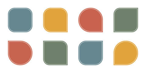 Minimal blank rounded price tag set. Empty Discount tags with outlines. Template for promo stickers, product label, UI button, app icon, and social media highlight, pricing badge, digital stamp